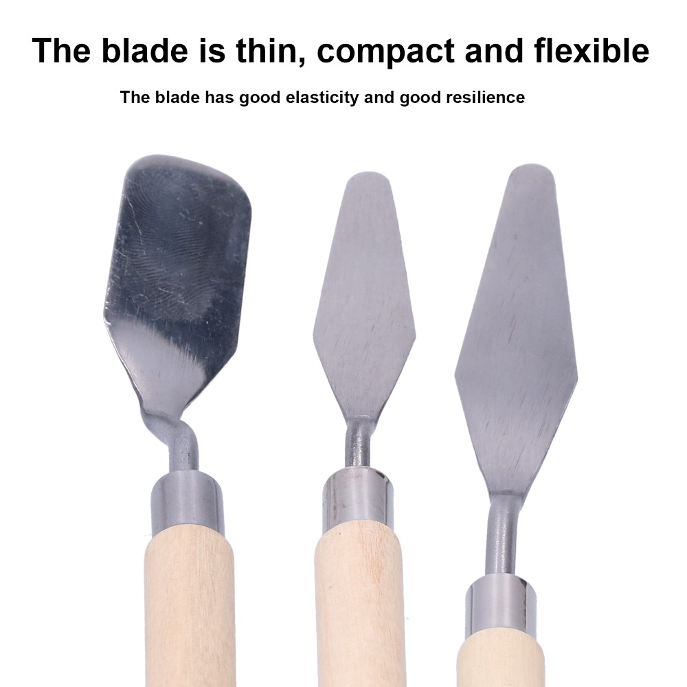 3 個木製グリップペイントパレットナイフ各種刃形状金属刃木製 - Painting Knife Palette のレビューと価格