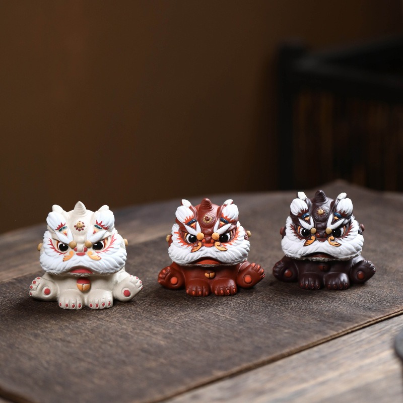 紫粘土覚醒獅子茶器手作りセラミック幸運の獅子置物クリエイティ - Art Craft Lion のレビューと価格