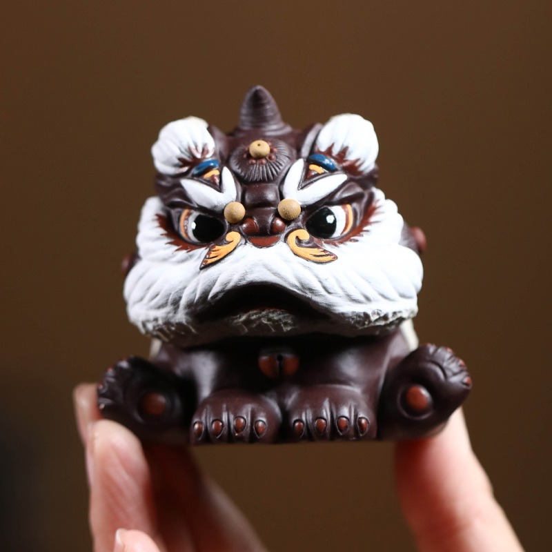 紫粘土覚醒獅子茶器手作りセラミック幸運の獅子置物クリエイティ - Art Craft Lion のレビューと価格