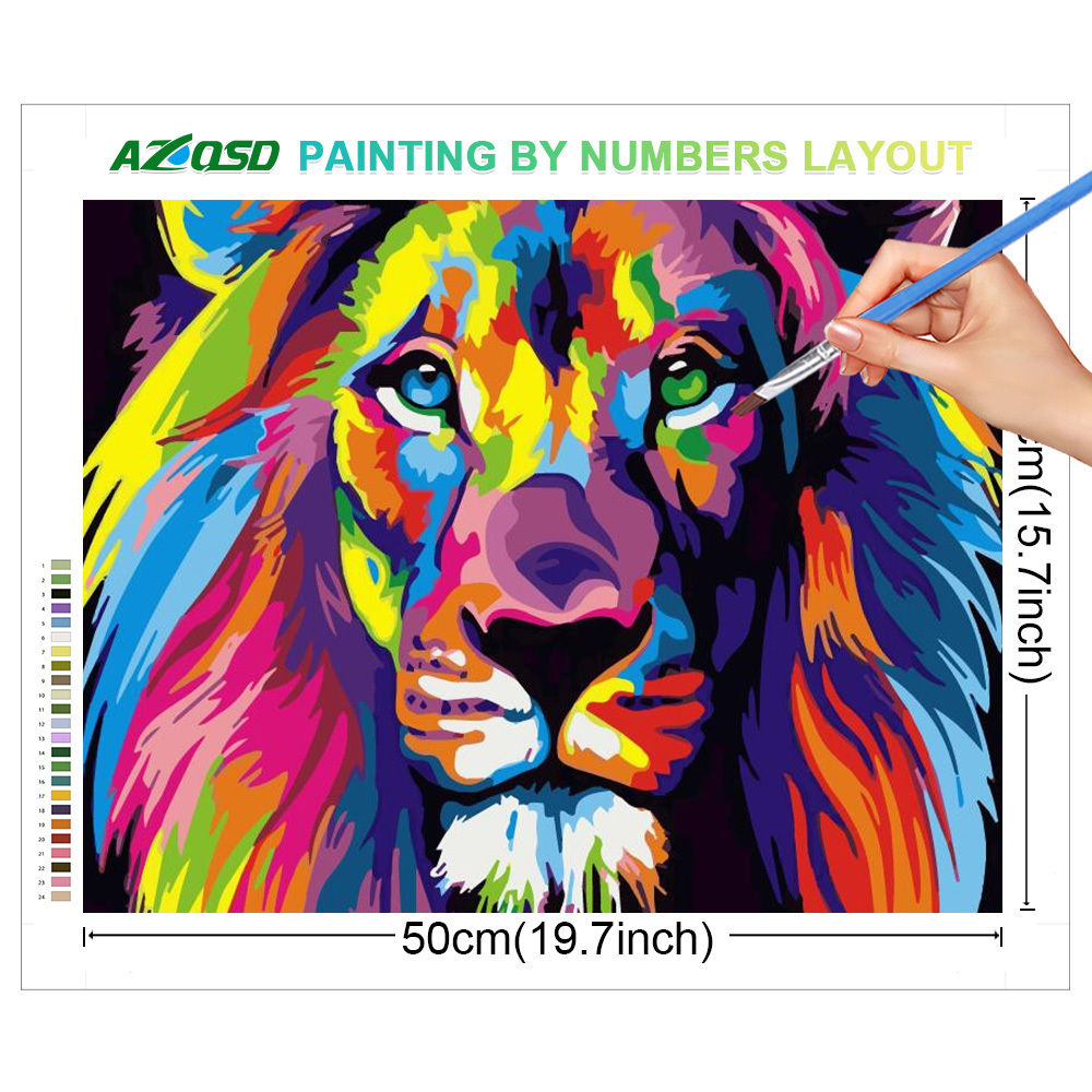 Azqsd-数字による大人の絵、キャンバス上のカラフルな描画 - Art Craft Lion のレビューと価格