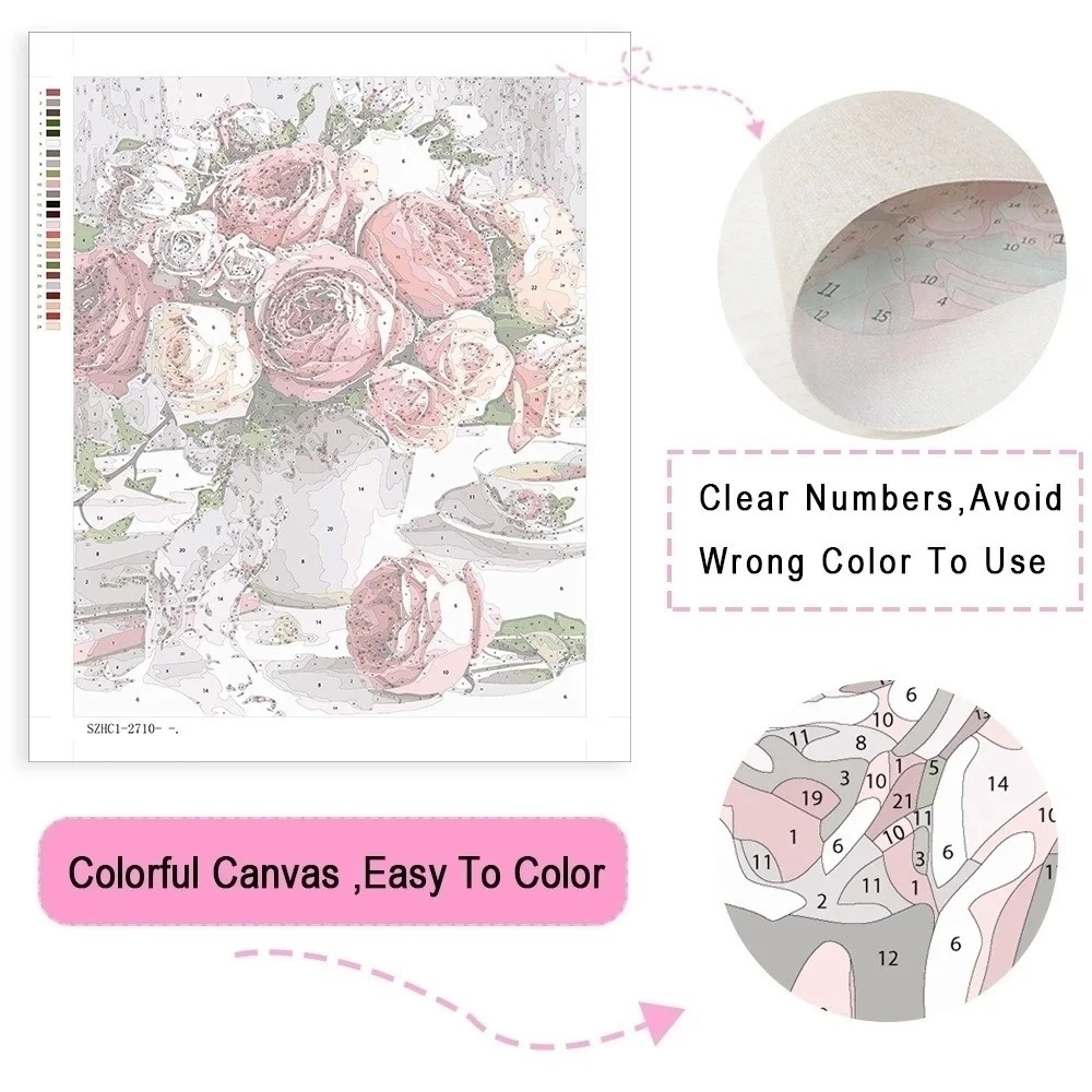 Azqsd-数字による大人の絵、キャンバス上のカラフルな描画 - Art Craft Lion のレビューと価格