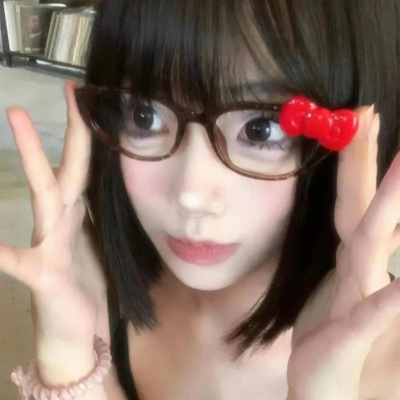 Y2K レッドリボンオーバルメガネレッドヒョウ柄フレームガラ - Art Craft Glasses のレビューと価格