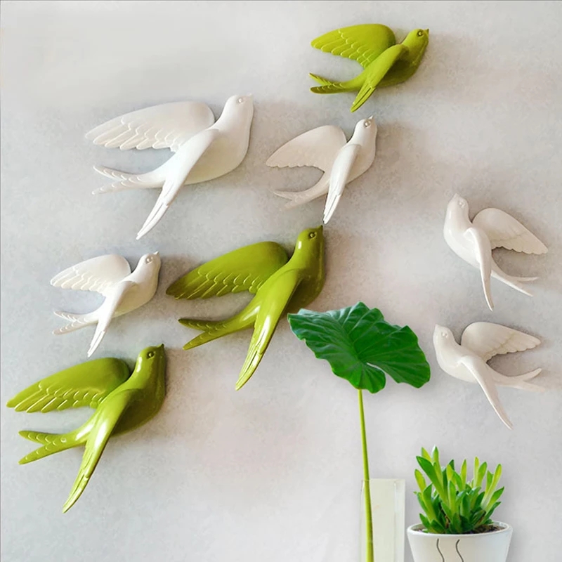 クリエイティブなセラミックの鳥の壁掛け,3D壁画,芸術的な装 - Art Craft Background のレビューと価格