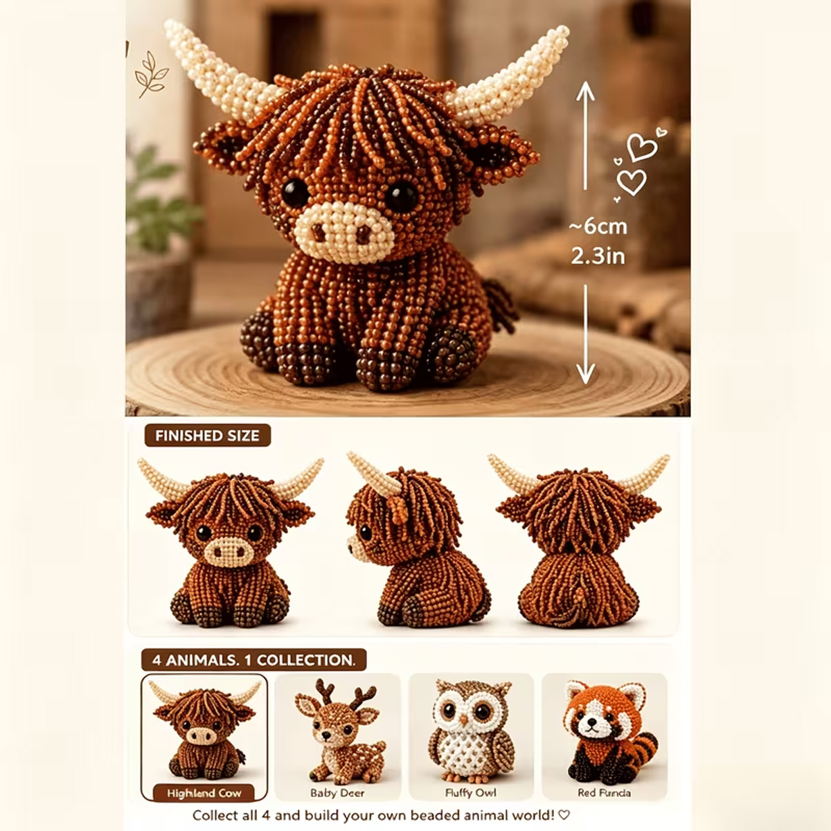 ミニ3Dビーズ動物DIYキット、カラフルなビーズと説明書付き - Art Craft Website のレビューと価格