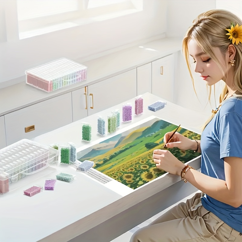 64グリッドクリアプラスチック収納ボックスセット、ダイヤモン - Art Craft Organizer のレビューと価格