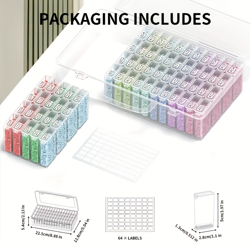 64グリッドクリアプラスチック収納ボックスセット、ダイヤモン - Art Craft Organizer のレビューと価格