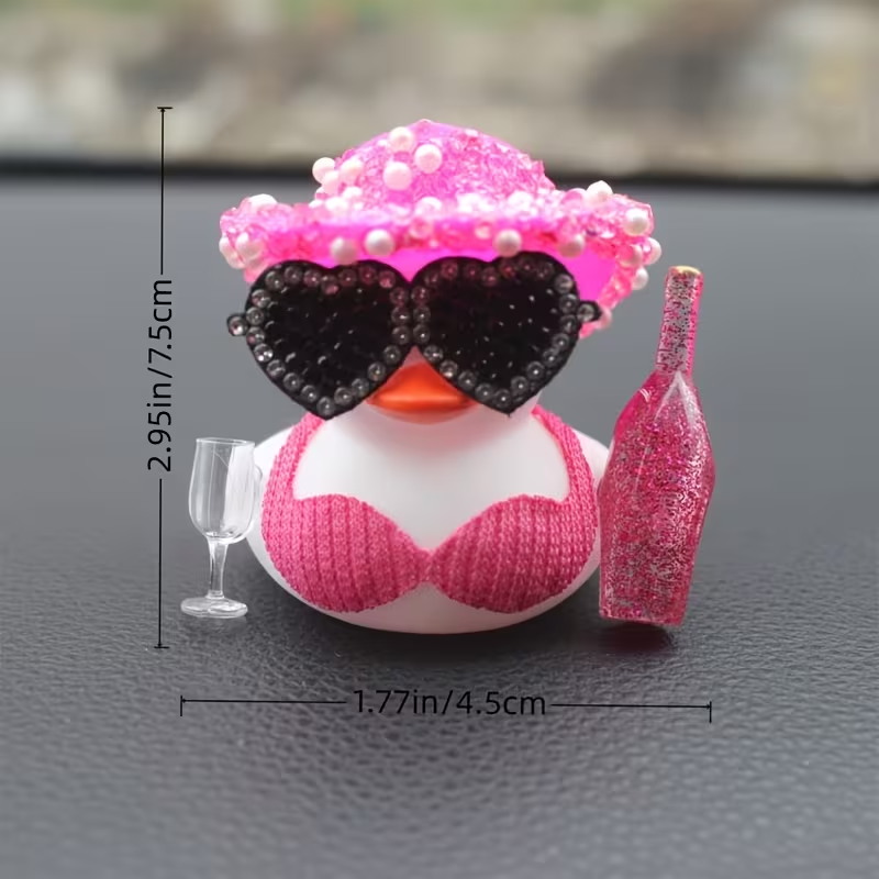 おしゃれで光沢のある小さな黒いアヒル、車のセンターコンソール - Art Craft Glasses のレビューと価格