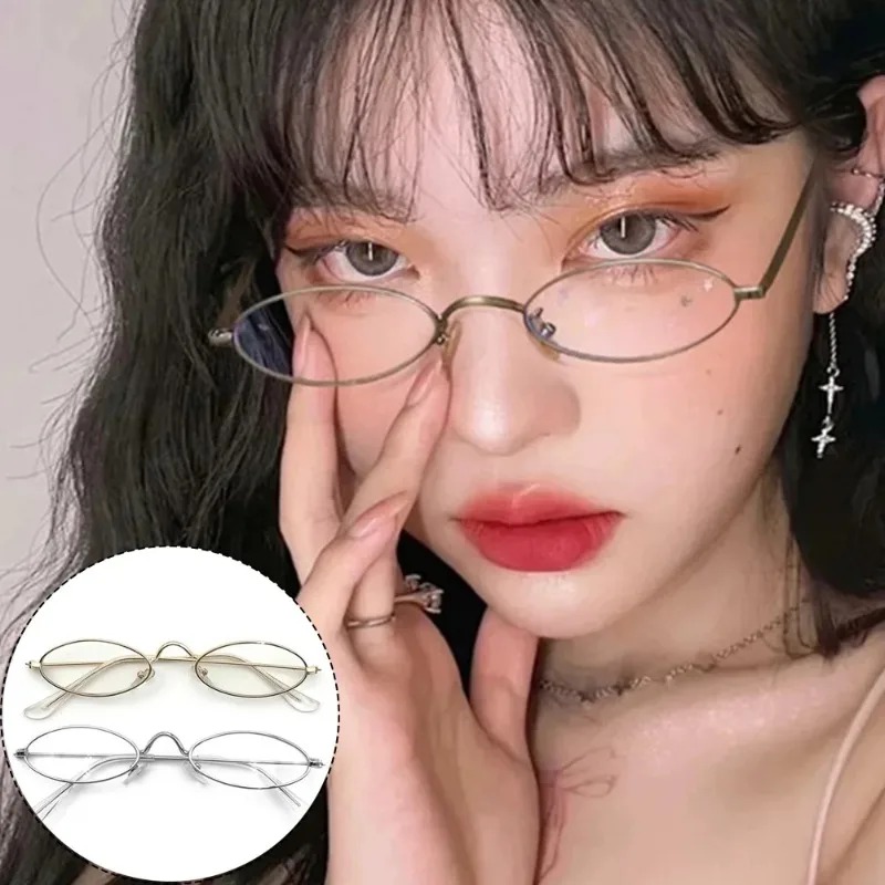 Y2K 小さな楕円形の金属メガネ女性女の子ヴィンテージ装飾眼 - Art Craft Glasses のレビューと価格