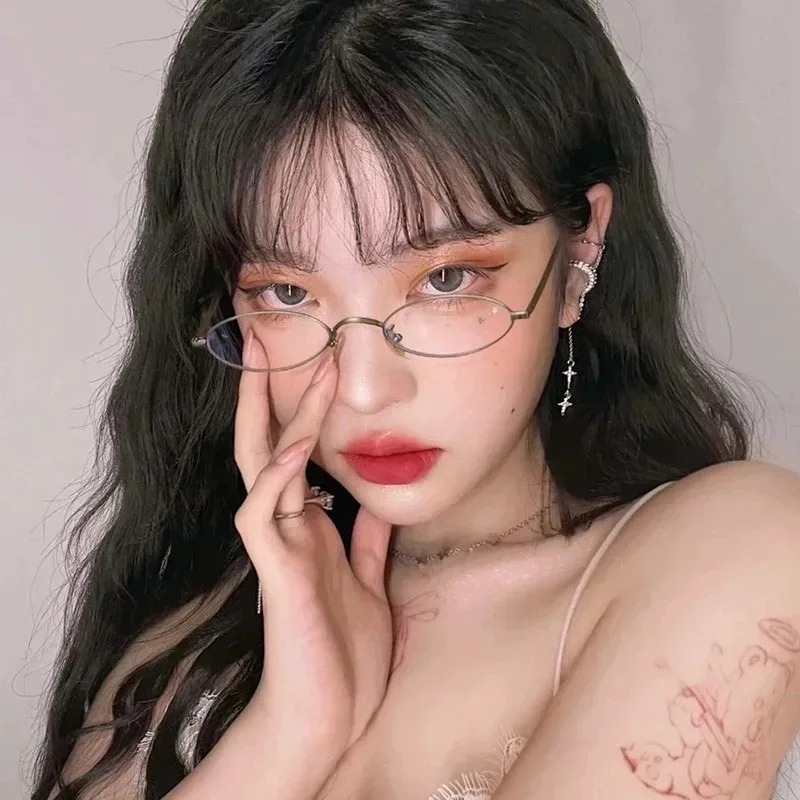Y2K 小さな楕円形の金属メガネ女性女の子ヴィンテージ装飾眼 - Art Craft Glasses のレビューと価格