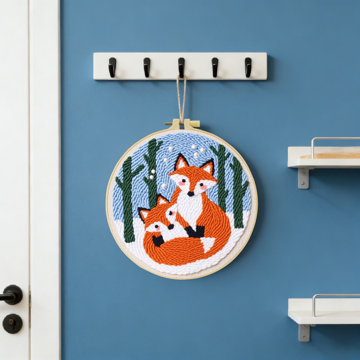 20X20CM/7.87インチ 動物 - キツネ パンチニー - Punch Needle Kit のレビューと価格