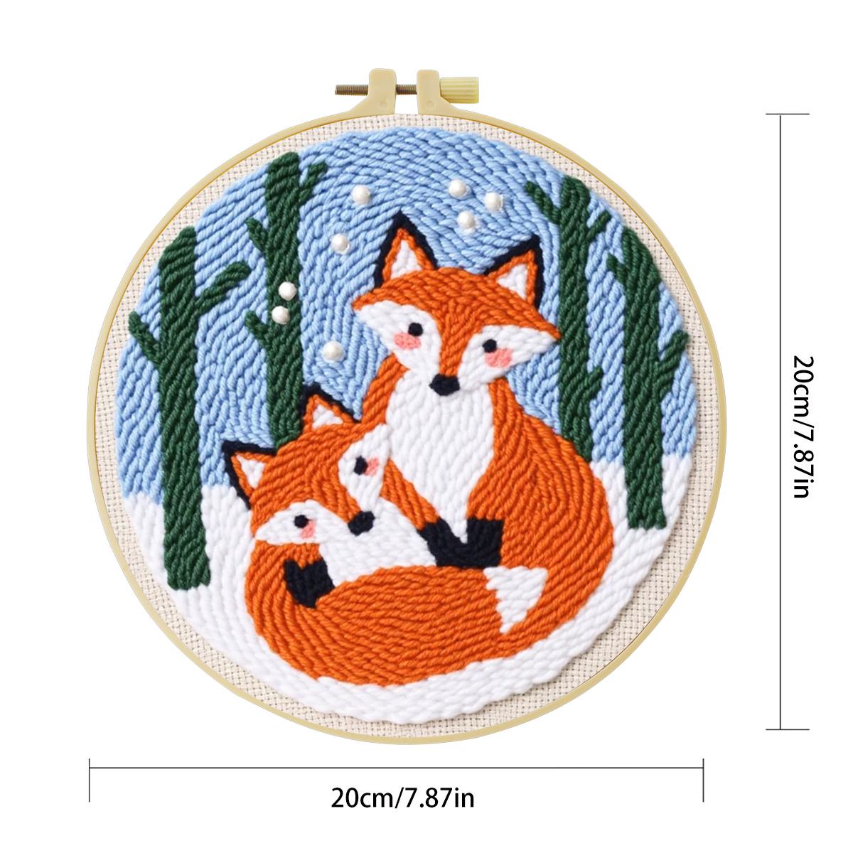 20X20CM/7.87インチ 動物 - キツネ パンチニー - Punch Needle Kit のレビューと価格
