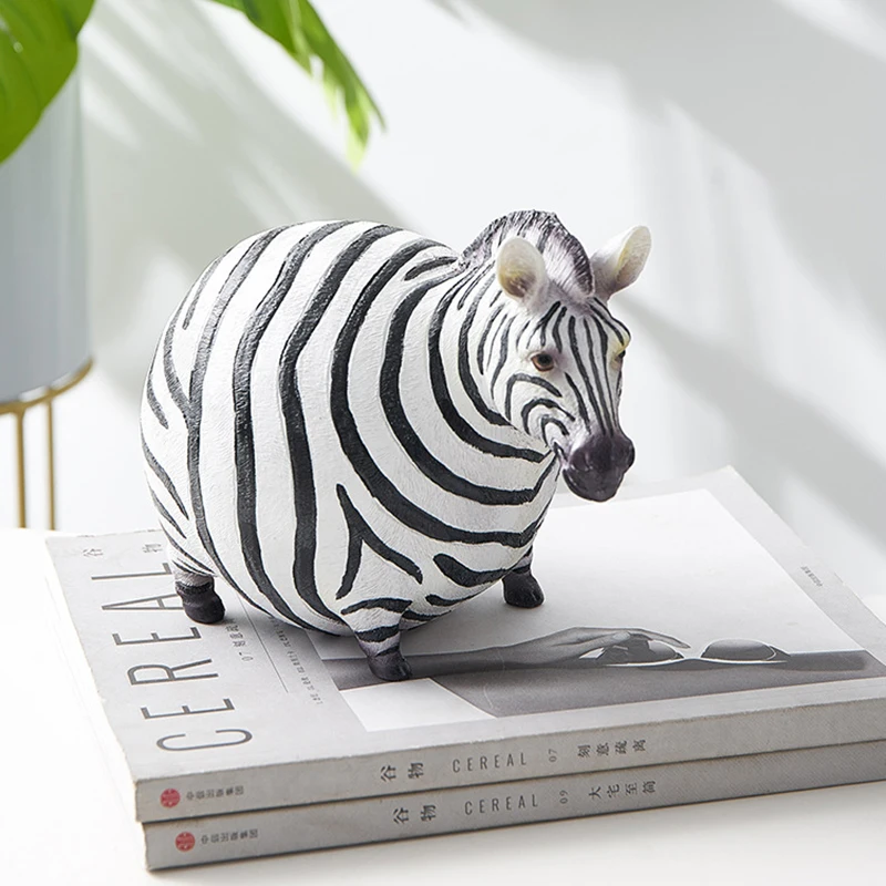 北欧風クリエイティブ樹脂製キュートな太ったシマウマの置物、動 - Art Craft Zebra のレビューと価格