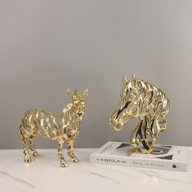 金属工芸品 人工動物彫刻 金色の透かし彫り ライオン 馬 象 - Art Craft Lion のレビューと価格