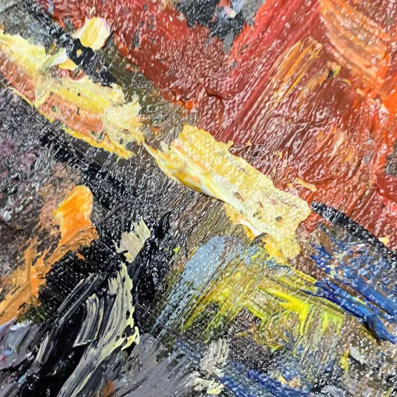 手描きのインパスト都市風景油絵、パレットナイフによる都市の鹿 - Painting Knife Palette のレビューと価格