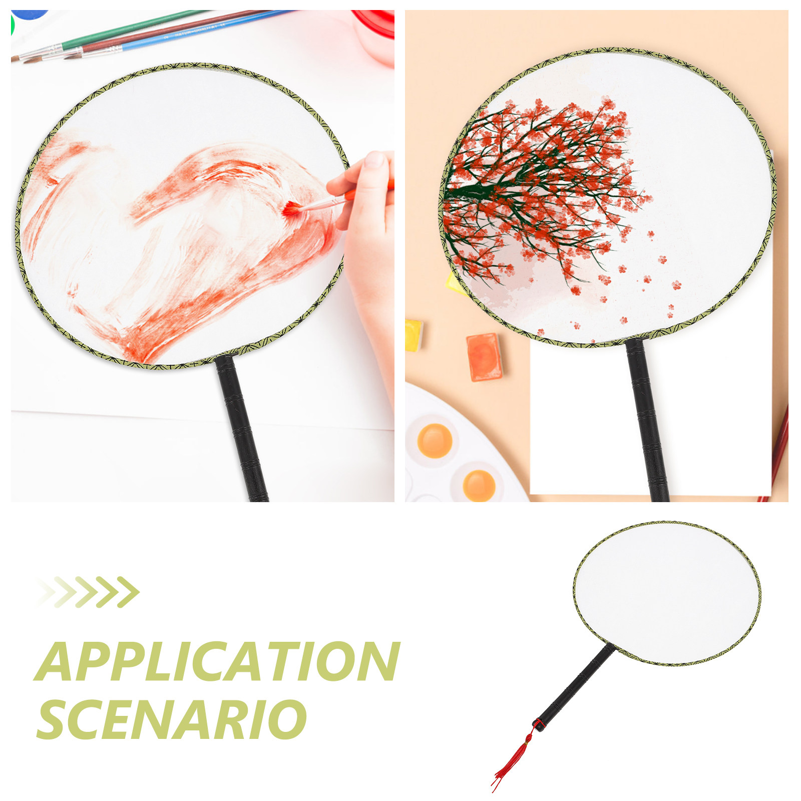 10 個ペイントファン白ラウンドハンドヘルドシルク布 DIY - Art Craft For Kindergarten のレビューと価格